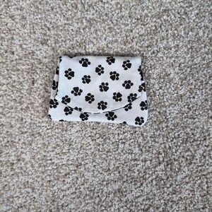 Pocket Wallet Credit Card White Paw Print Polka Dot‎ Small Purse Black White